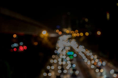 Bokeh from car lights at night in the city