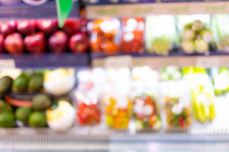 Abstract blurred background of fruit and vegetable section in the shopping mall for choice.の写真素材