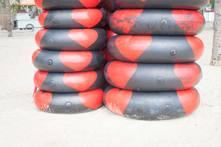 Hand made rubber ring At Bang Saen Beach,Thai landの写真素材