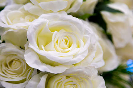 Colorful decorative artificial flowers for festivalsの写真素材