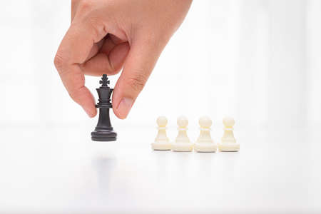 Picture of the chess placement represents business planning on white backgroundの写真素材