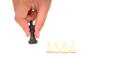 Picture of the chess placement represents business planning on white backgroundの写真素材