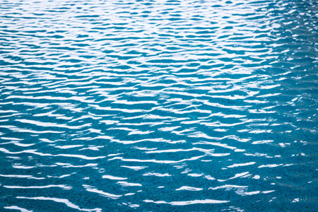Light Blue swimming pool rippled water texture reflectionの写真素材