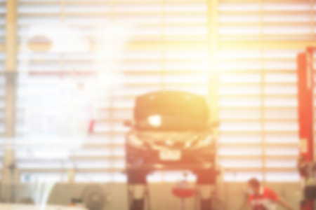 Blur Auto repair center and check the distance at the service centerの写真素材