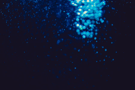 Abstract blue bokeh luxury with black backgroundの写真素材
