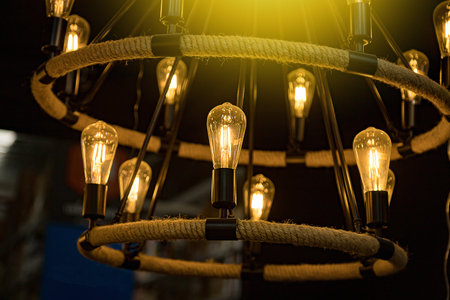 Warm orange light chandeliers for home decoration give you a bright glowの写真素材