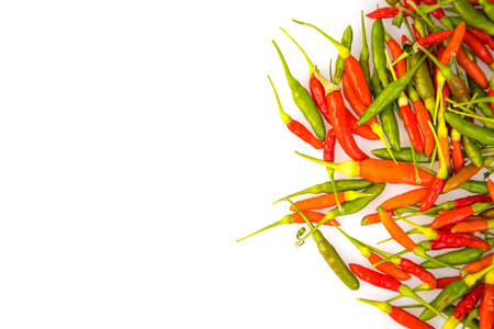 Birdâs eye chilli (Capsicum frutescens) spicy pepper for most Thai dishes, Because it is a chili pepper that gives a very spicy flavor and aroma.の写真素材