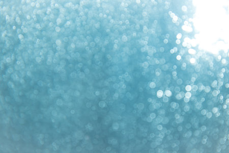 Abstract Blue bokeh defocus by neon lights blur backgroundの写真素材