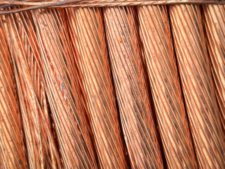 Detailed image of copper wire bundles showcasing textures and patina.