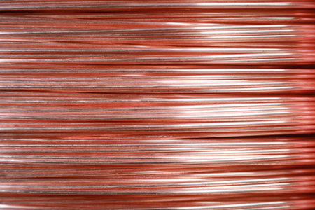Close up of Copper wire rod Rolled pure copper wire Prepare to be made into electrical wire high quality use for backgroundの写真素材