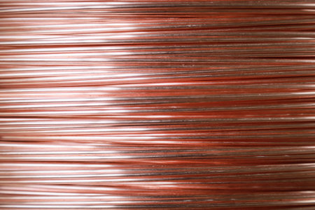 Close up of Copper wire rod Rolled pure copper wire Prepare to be made into electrical wire high quality use for backgroundの写真素材