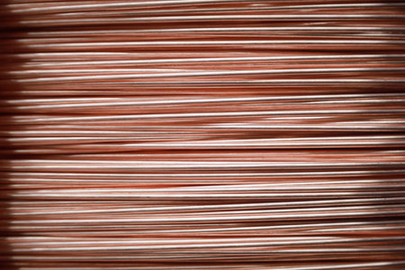 Close up of Copper wire rod Rolled pure copper wire Prepare to be made into electrical wire high quality use for backgroundの写真素材