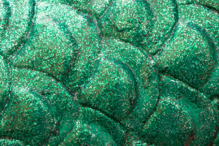 Close up of green dragon scales texture. Abstract background and texture for design.の写真素材