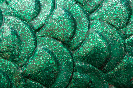 Green dragon skin texture background. Close up of dragon skin texture.の写真素材