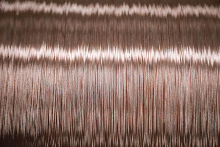 Close up of Copper wire rod Rolled pure copper wire Prepare to be made into electrical wire high quality use for backgroundの写真素材