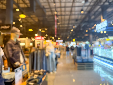 Blurred image of shopping mall and bokeh for background usage.の写真素材