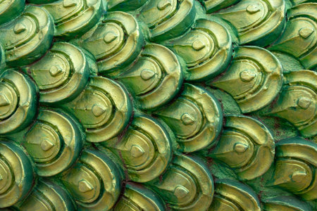 Pattern of dragon scales on the wall of the temple, Thailand.の写真素材