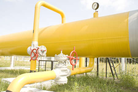 pipeline with cranes for gas giving