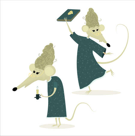 Cartoon rat with book and candle vectorのイラスト素材