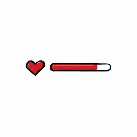 life bar isolated on white background. Heart symbol in cartoon style.