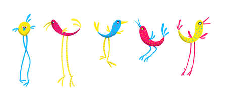 cartoon colorful birds for kids seamless patternのイラスト素材