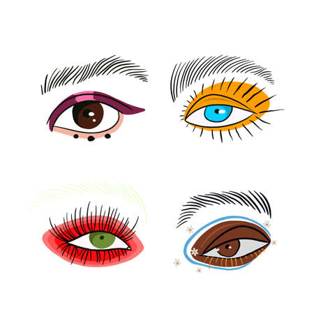 Set, collection of various mystical decorative eyesのイラスト素材