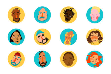 People avatar set. Different men and women characters collectionのイラスト素材