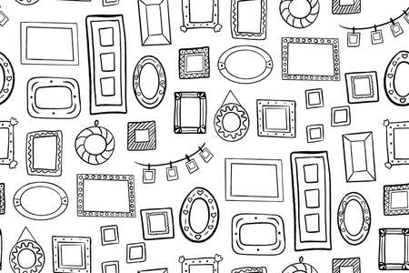 Seamless pattern with hand drawn Frame doodleのイラスト素材