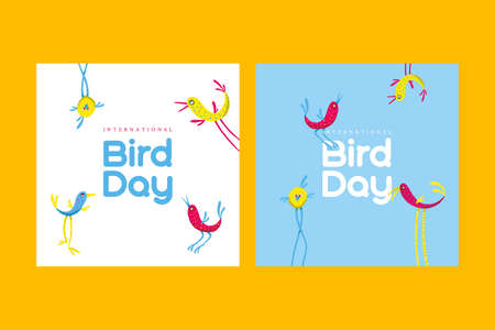 Postcards for the International Day of Birdsのイラスト素材