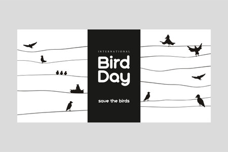 Postcards for the International Day of Birdsのイラスト素材