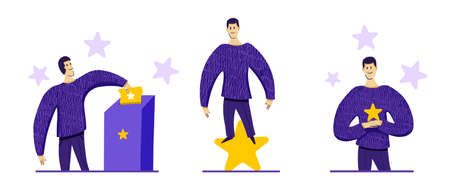 The man gives an assessment and feedbackのイラスト素材