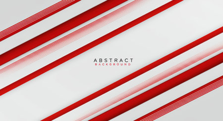 Striking red stripes layered diagonally on white modern abstract backdropの素材