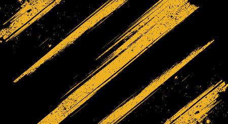 Yellow grunge brush strokes on a dark background create a dynamic patternのイラスト素材