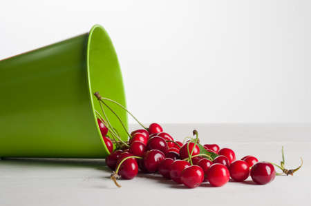 cherries on tableの写真素材