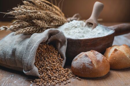 bakery products on tableの写真素材