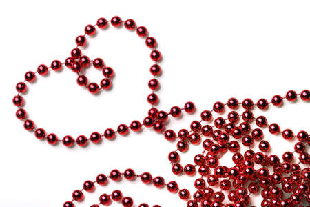 beautiful red necklace on white backgroundの写真素材