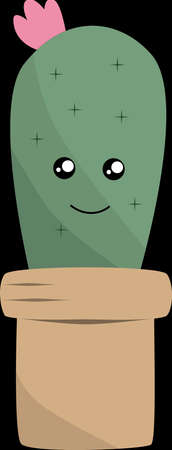 cute cactus flower in pot. Interior at home and gardenのイラスト素材