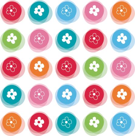 daisy on blur color dots - illustrated backgroundのイラスト素材