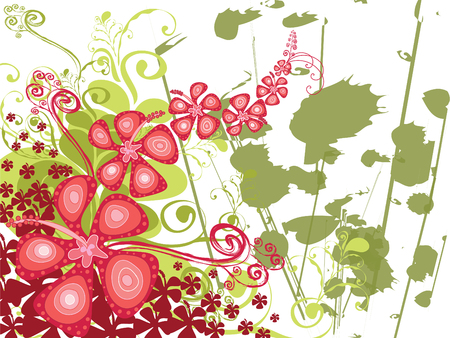 hibiscus swirl grunge (vector) - illustrated backgroundのイラスト素材