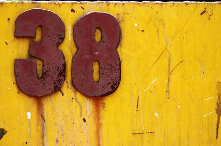 no. 38 grunge on yellowの写真素材