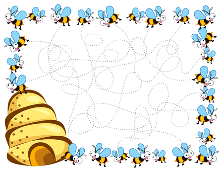 cartoon busy bees frameのイラスト素材