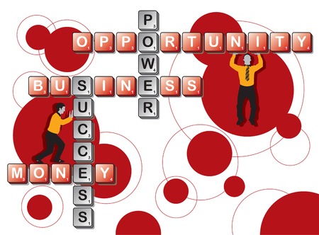 retro business tile word play and men (vector)のイラスト素材