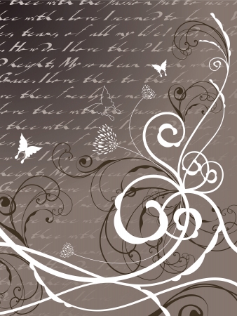 poetry floral butterfly swirl (vector)のイラスト素材