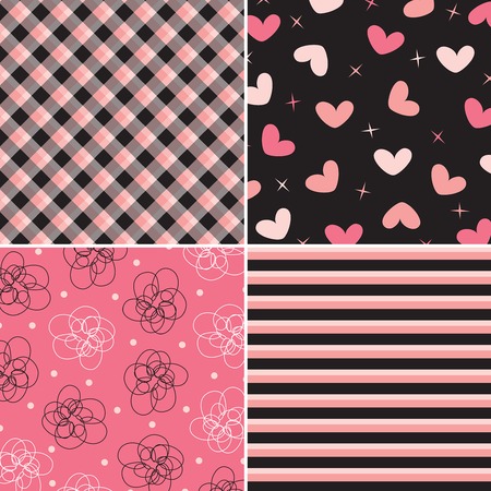 pink and black pattern combo (vector)のイラスト素材
