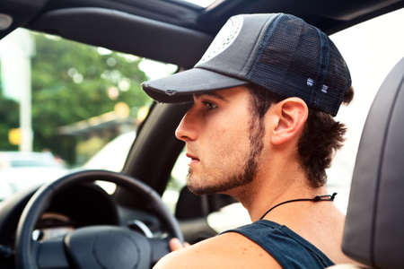 Young man drivingの写真素材