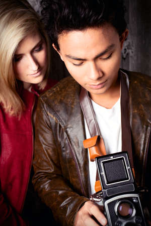 Portrait of two beautiful young peopleの写真素材