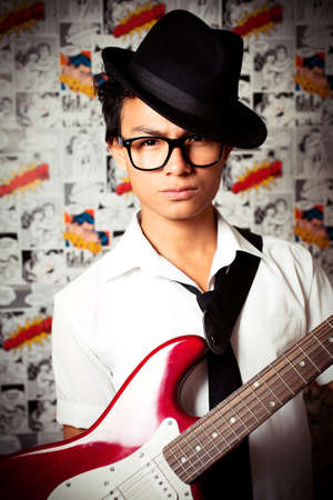 Young Man Playing musicの写真素材