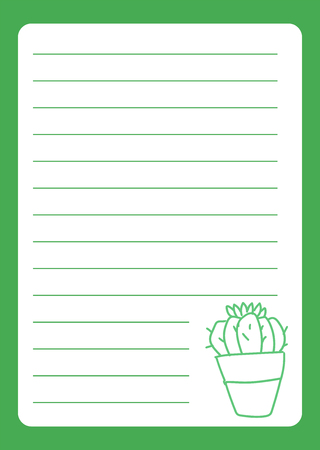 Green cactus blank page for notebookのイラスト素材