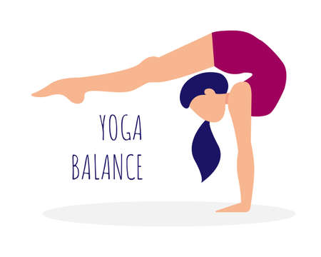 Girl is practicing yoga. Woman doing handstand. Yoga balance.のイラスト素材