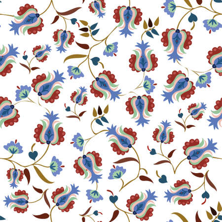 Seamless vector pattern with ornament of flowers. Ethnic ornament with flowers. Tatar ornament....